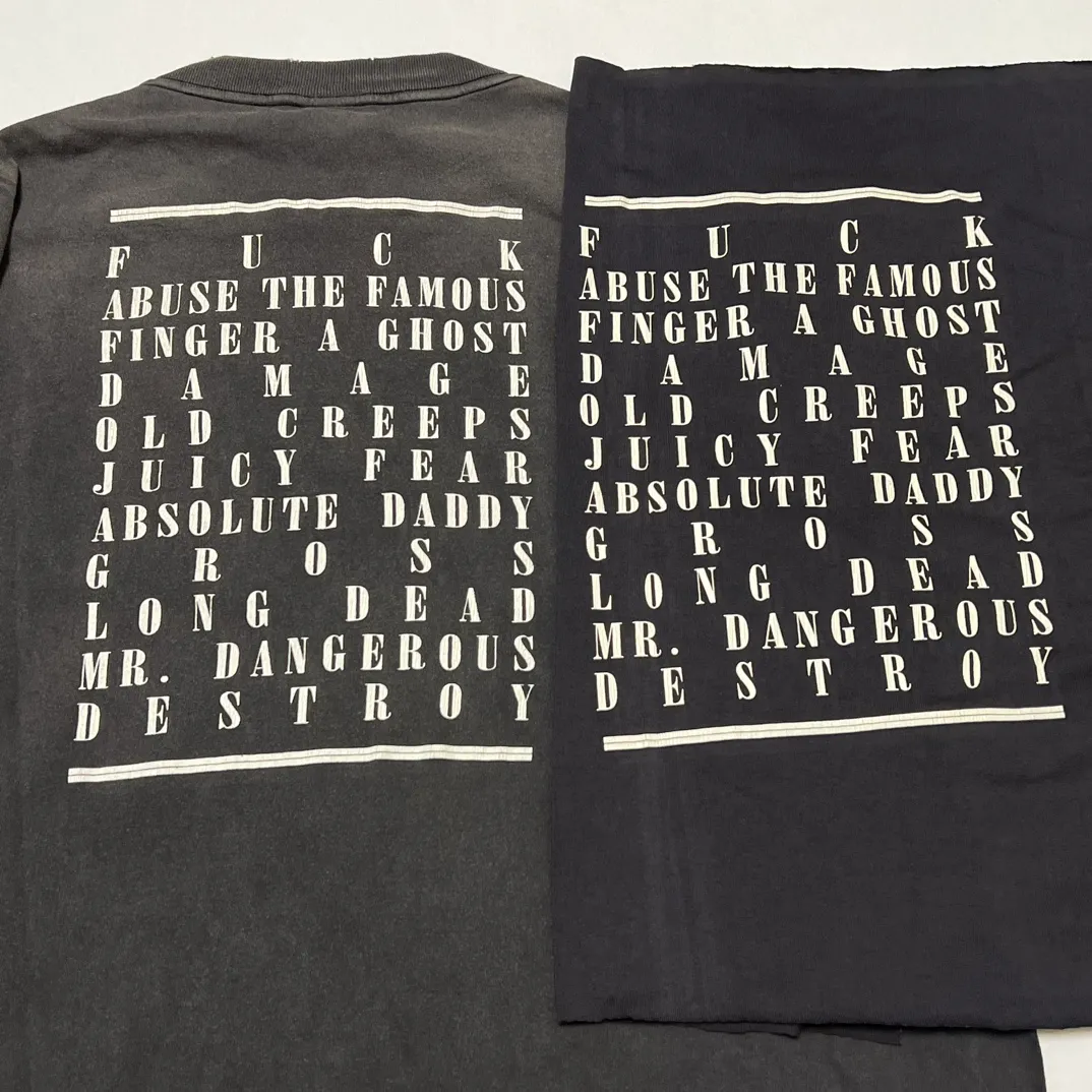 Top printing technology Purchasing agent level SAINT Mxxxxxx LS TEE/TEMPEST/BLK 'TEMPEST SAINT' Storm Religious Saint Crack Retro Vulcanization Rewashed Water Long Sleeves Washed Black S-XL Assute Dyeing Multi-digit horse fading process Hand polished hanging holes Full of old feel